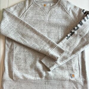 Carhartt Gray Crewneck Sweater with Ribbed Cuffs